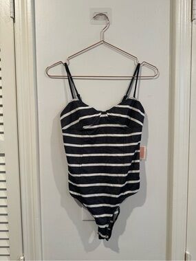 F21 Striped Leotard medium